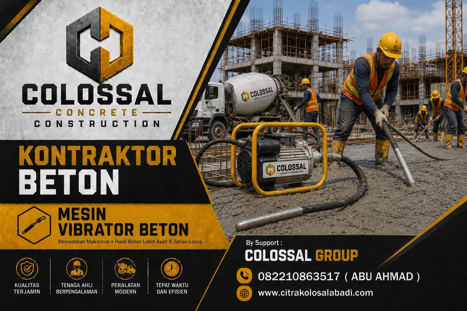 Proses gelar beton di Bandung menggunakan alat modern