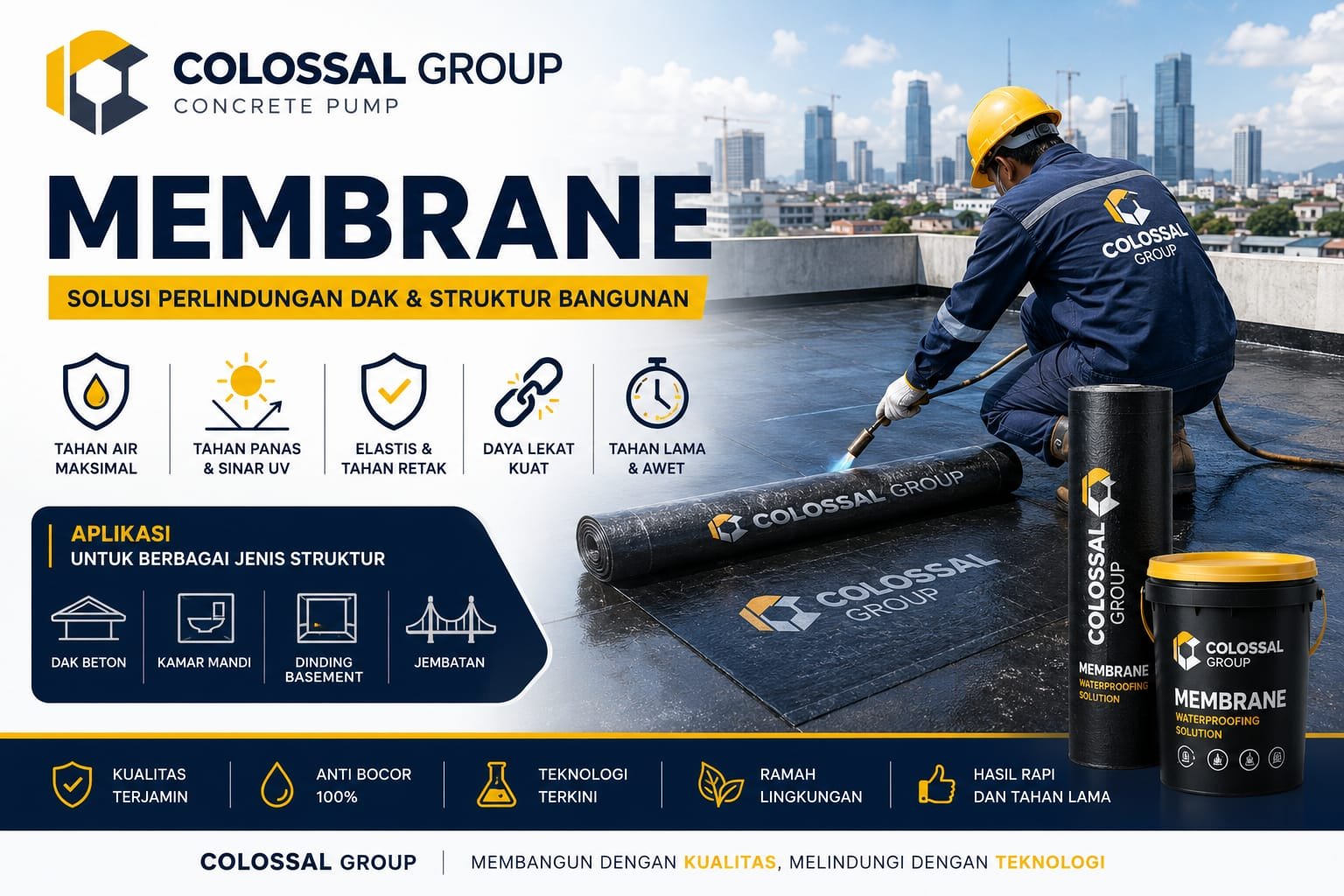 Pemasangan waterproofing membrane PT. ANAS COLOSSAL GROUP