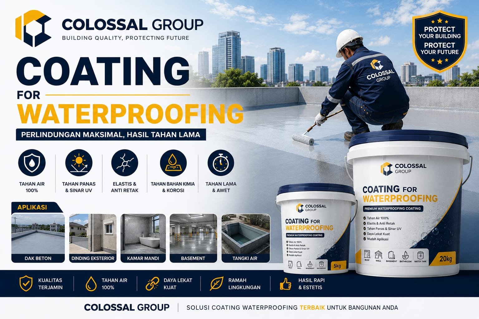 Pekerjaan waterproofing coating PT. ANAS COLOSSAL GROUP
