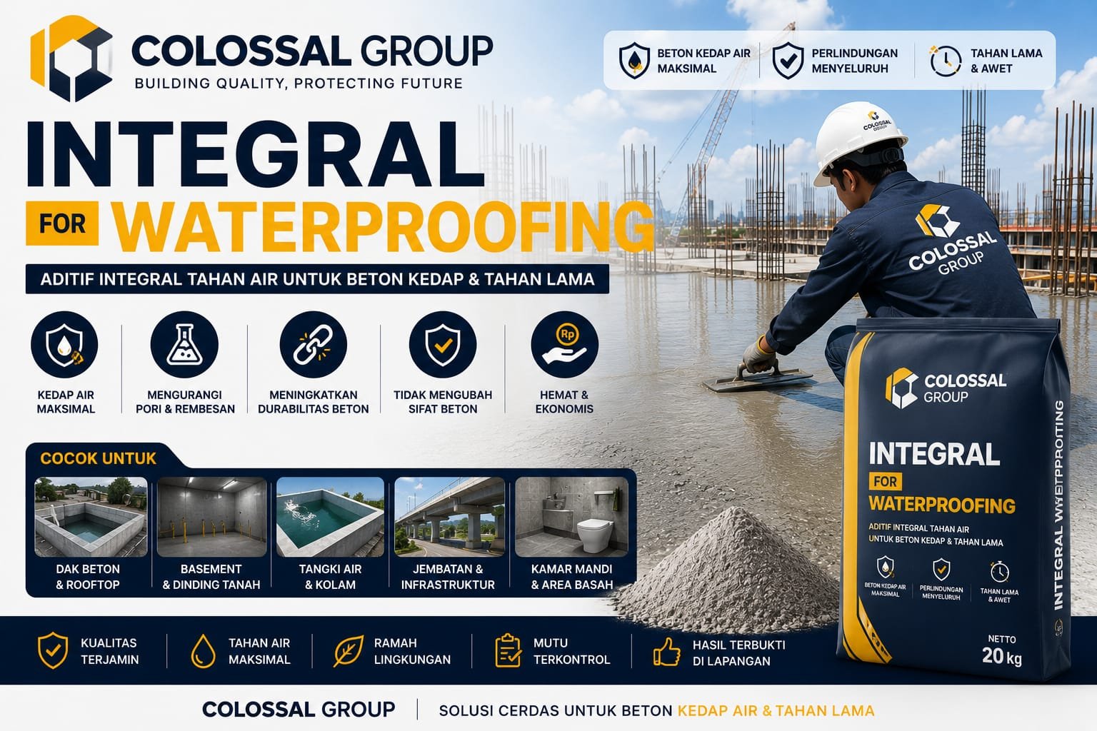 Pekerjaan waterproofing integral PT. ANAS COLOSSAL GROUP