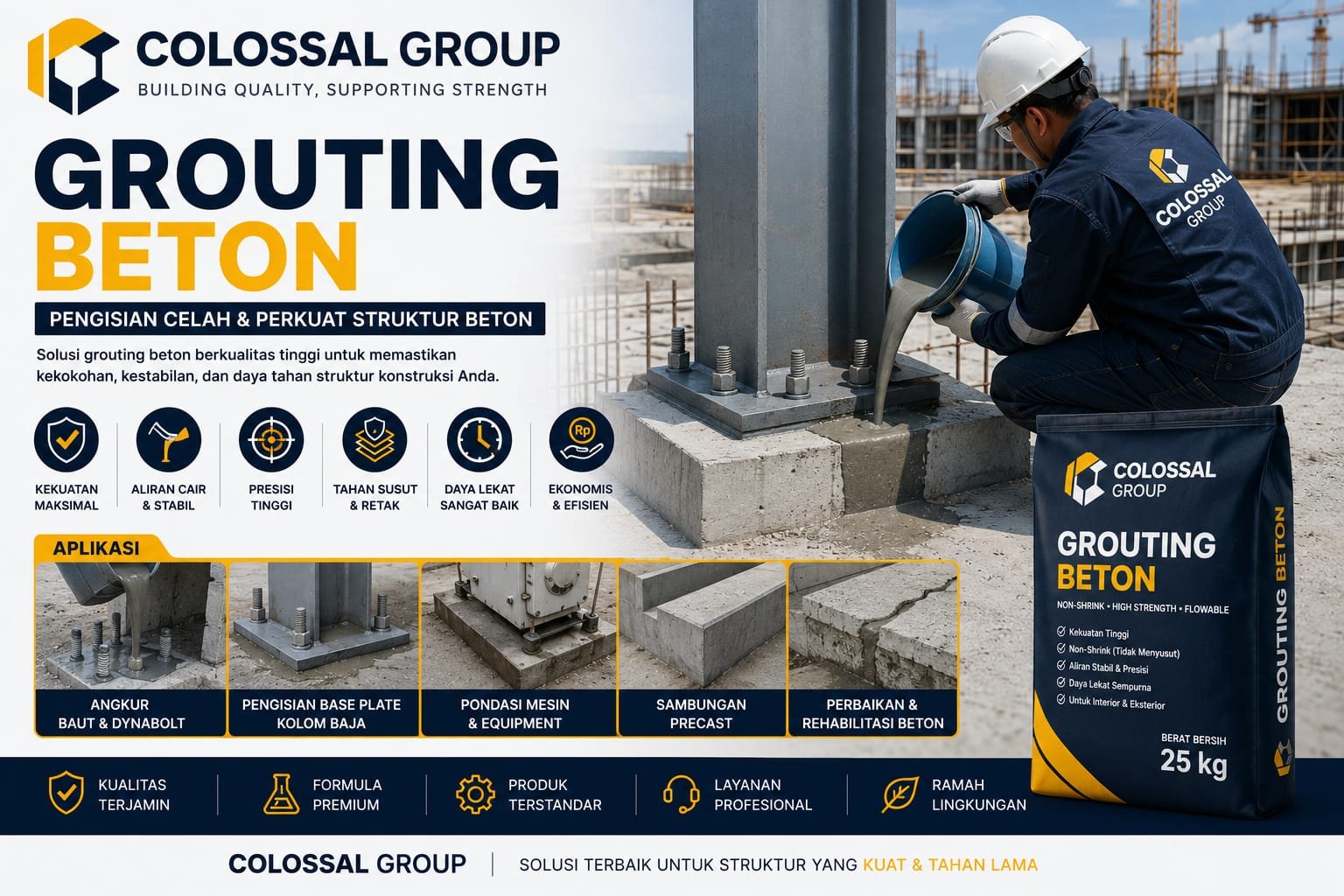 Pekerjaan grouting beton PT. ANAS COLOSSAL GROUP